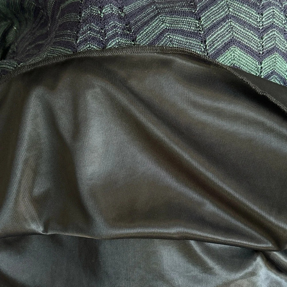 Missoni Fit & Flare Green Blue Chevron Print Open Shoulder Knit Dress Sz 2 - Picture 6 of 12